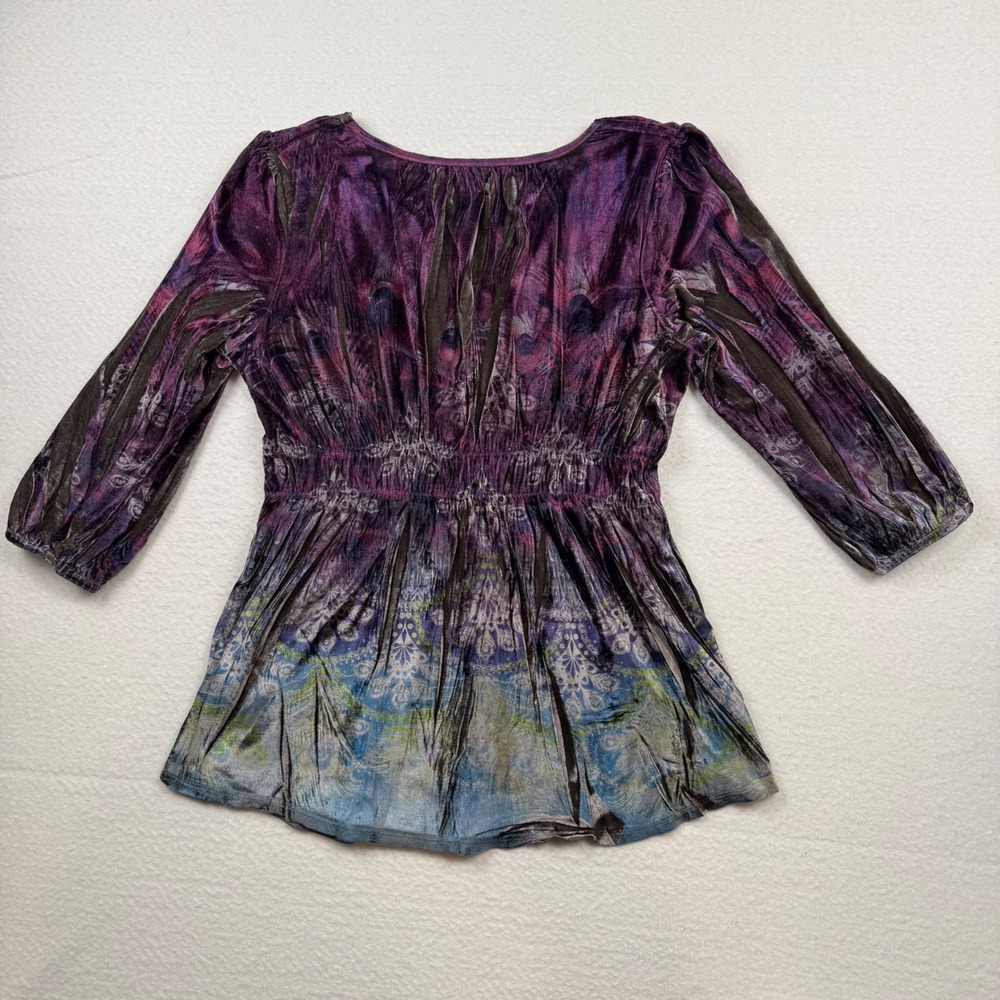 Christopher & Banks Tunic Burnout Velvet Whimsigoth Empire Waist Size Large Long - Picture 3 of 12